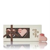 3 Cocoture Marcipanhjerter med pink chokolade i æske 54 g